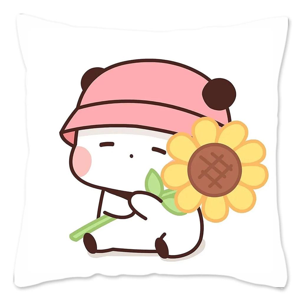 Bubu and Dudu Pillow Case Home Decoration Polyester Cushion Cover for Sofa Throw Pillow Cover Funny Cute Panda Bears Printing