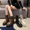 Модная женская обувь 2024 года, высококачественные женские ботинки на молнии, осенние, с круглым носком, однотонные, с коротким бочонком, на платформе и массивном каблуке, модные ботинки