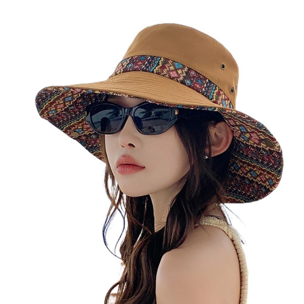 Женская шляпа от солнца с цветочным принтом, широкополая шляпа для альпинизма, ретро-шляпа-ведро с широкими полями, пляжная шляпа