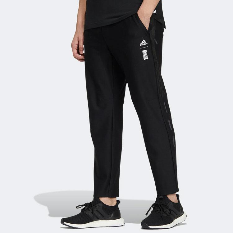 Adidas Зауженные трикотажные джоггеры со средней посадкой и логотипом, мужские брюки, черные HE5149