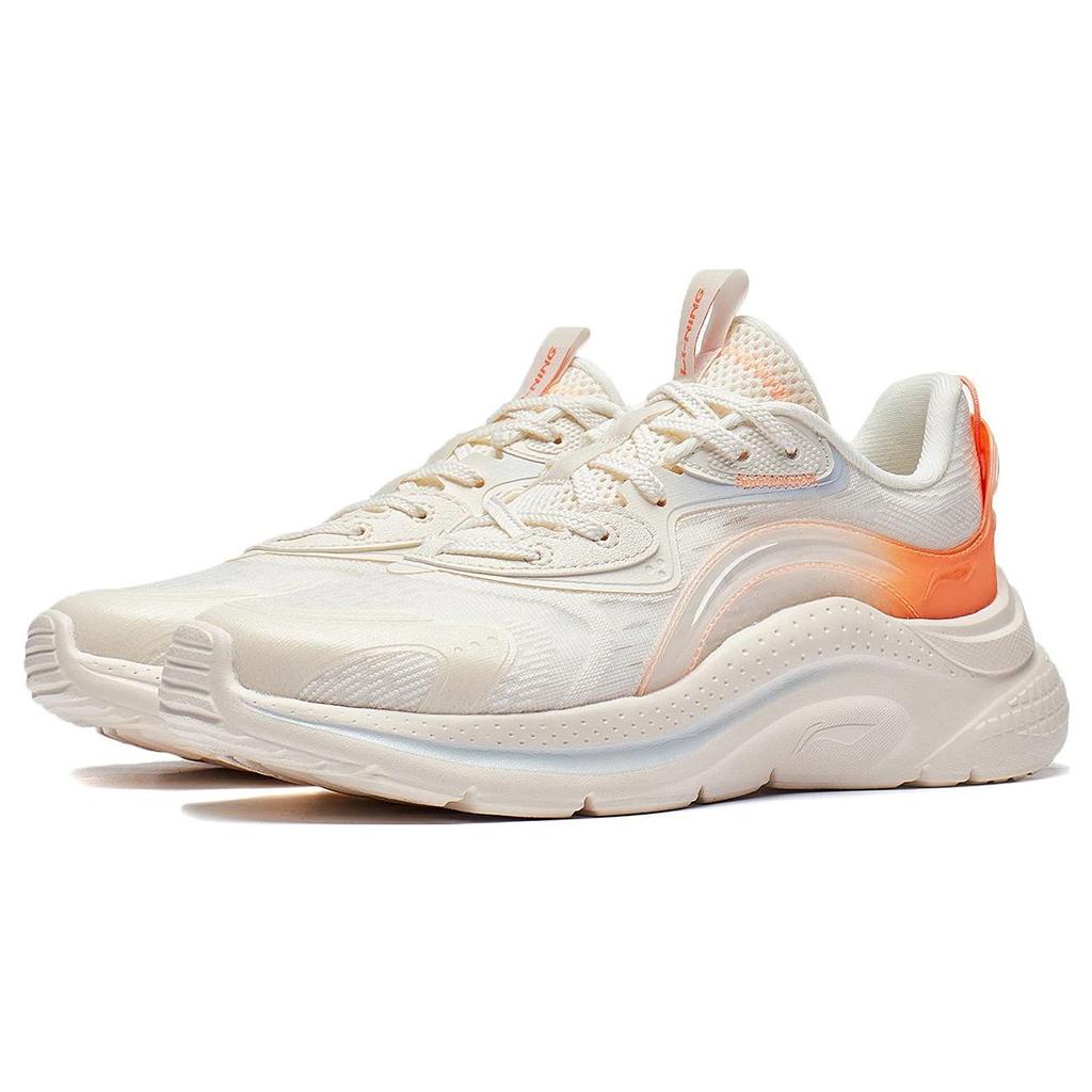 Li Ning Flow Cloud Durable Breathable Non-Slip Low-Top Sports Casual Shoes Women Sneakers White Orange AGLT030-4