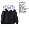 Winter Down Coat Padded Hooded Stand Collar Pockets Zip-up Parka Windproof Heat Retention Daily Cold Weather Outwear Cotton Jacket