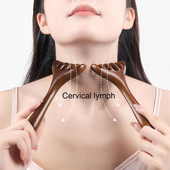 Массажная расческа Yousheng из сандалового дерева с длинной ручкой, лимфодренажный массажный инструмент для снятия мышечного напряжения, акупунктурный массажный инструмент для гуаша с пятью когтями для всей семьи