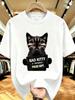Унисекс футболка с круглым вырезом Bad Kitty Фоторобот кота Принт Хлопок Короткий рукав Свободная Летняя Уличная Дышащая Повседневная Базовая Одежда Топ