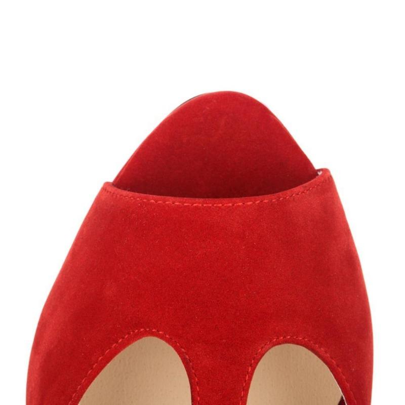 Большие размеры женские босоножки на платформе замшевые босоножки на высоком каблуке сексуальные туфли с открытым носком и ремешком на щиколотке туфли-лодочки с Т-образным ремешком туфли для вечеринки и свадьбы