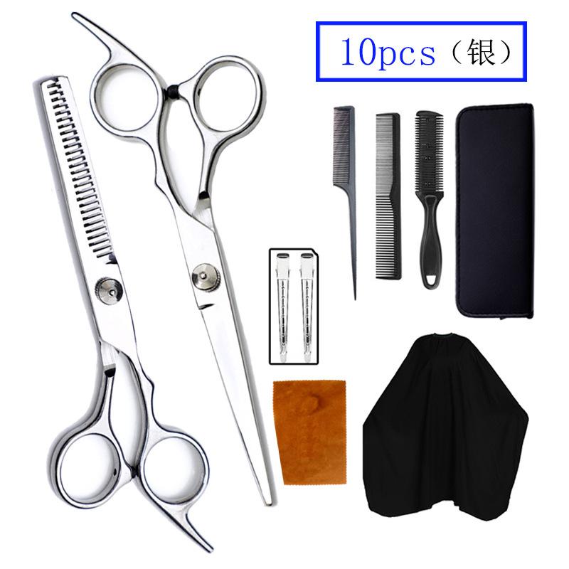 Professional Hair Cutting Scissors Set 10 Piece Straight Thinning Shears Kit Barber Salon Tool