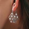 Bohemian Women Hollow Flower Honeycomb Filigree Hoop Earrings Retro Jewelry Gift
