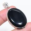 Natural Black Onyx Gemstone 925 Sterling Silver Jewelry Pendant 2.01" P5d04