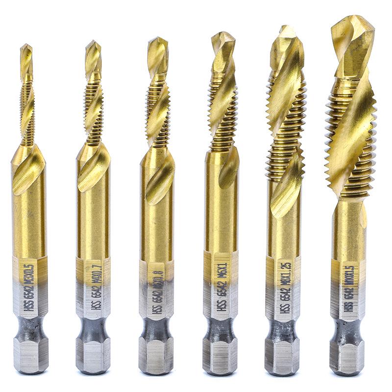 Фаскосниматель из быстрорежущей стали с титановым покрытием и сверлом-метчиком M4-M8