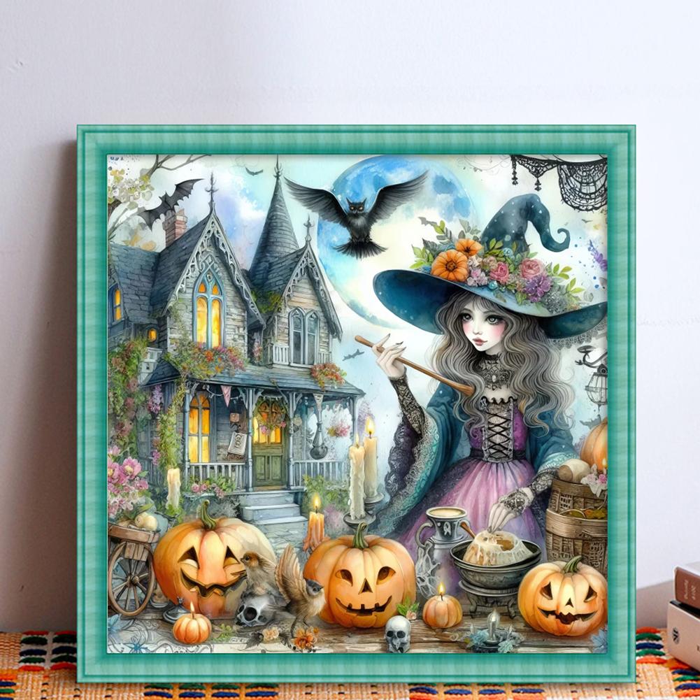 EY# Полная вышивка Эко-хлопковая нить 11CT Напечатанная Хэллоуин Ведьма Вышивка крестом