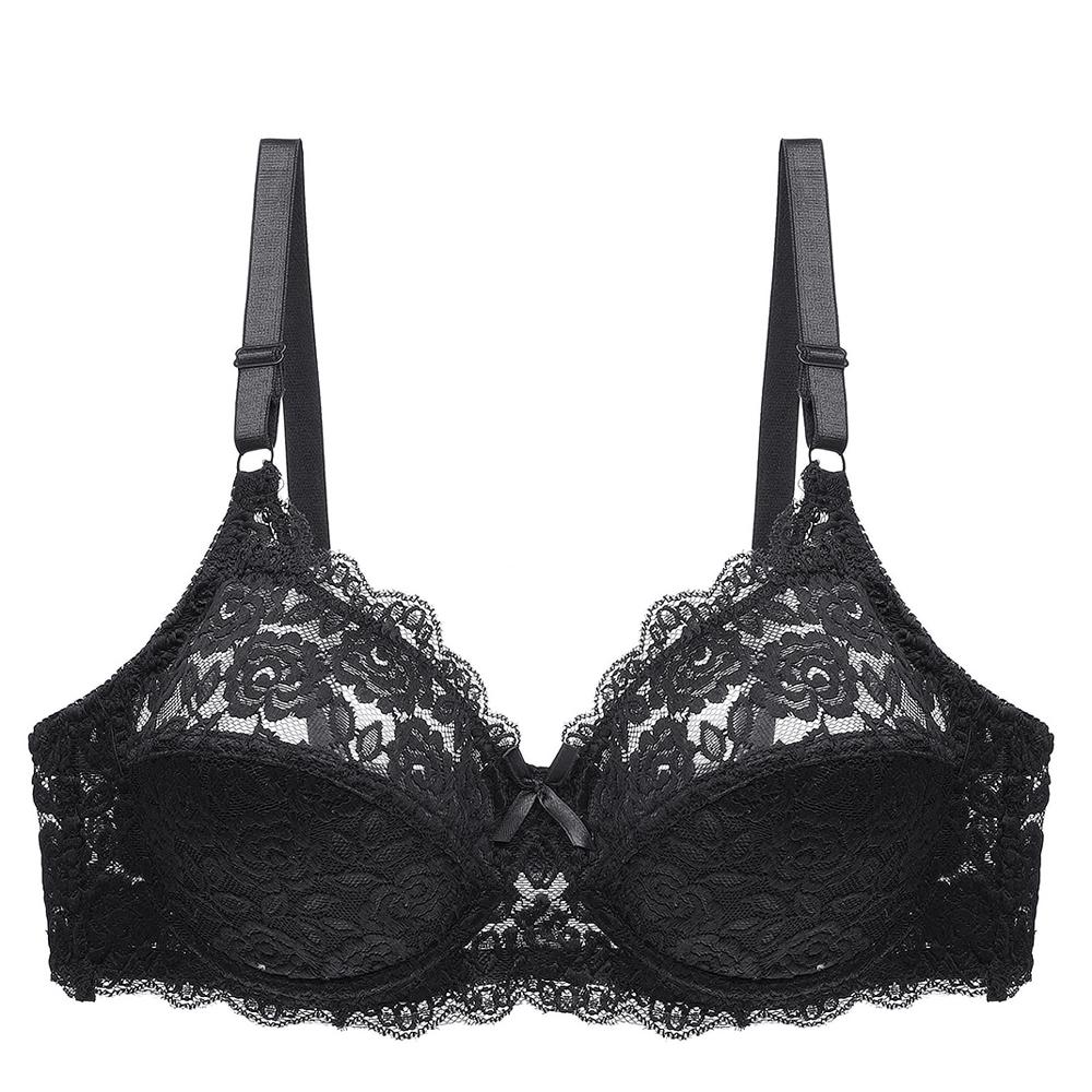 Artdewred Sexy Plus Size Bra Push Up Brassiere Lace Bra Large Thin Lingerie Deep V Bras For Women