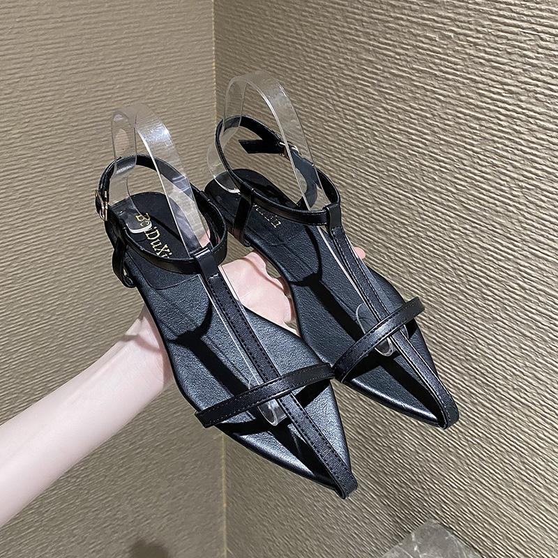 Мода 2025 Лето Новый Стиль Пряжка Модные Сандалии-стринги для Женщин Повседневные Трендовые Удобные Низкий Каблук Сандалии Женские Каблуки Женские
