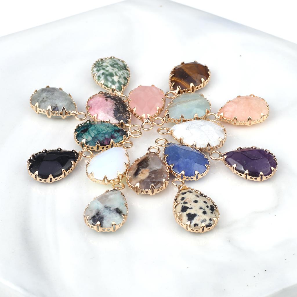 2 шт., небольшой кулон из натурального камня, граненый кулон в форме капли для изготовления ювелирных изделий, ожерелье, серьги, аксессуар для браслета