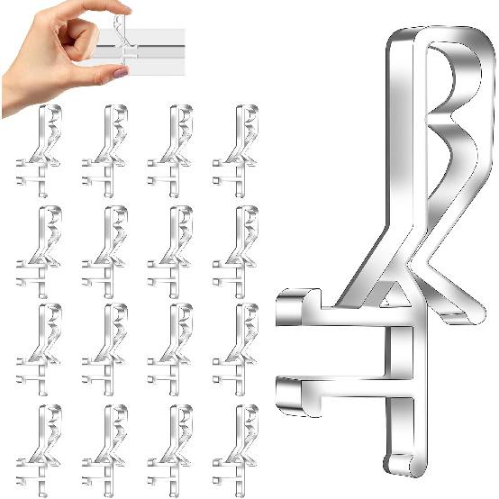 16 Pcs Hidden Channel Valance Clips, 1-7/8inch Clear Blinds Clips for Valance, Blind Valances Clip Replacement for Faux and Real Wood Window Blinds