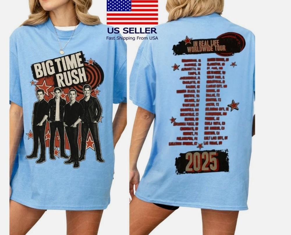 Big Time Rush In Real Life World Wide 2025 2-Sides Carolina Blue T-Shirt