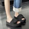 Thick-bottomed Indoor Fluffy Slippers Women's Autumn and Winter Cute High-end Velcro Lazy Cotton Slippers