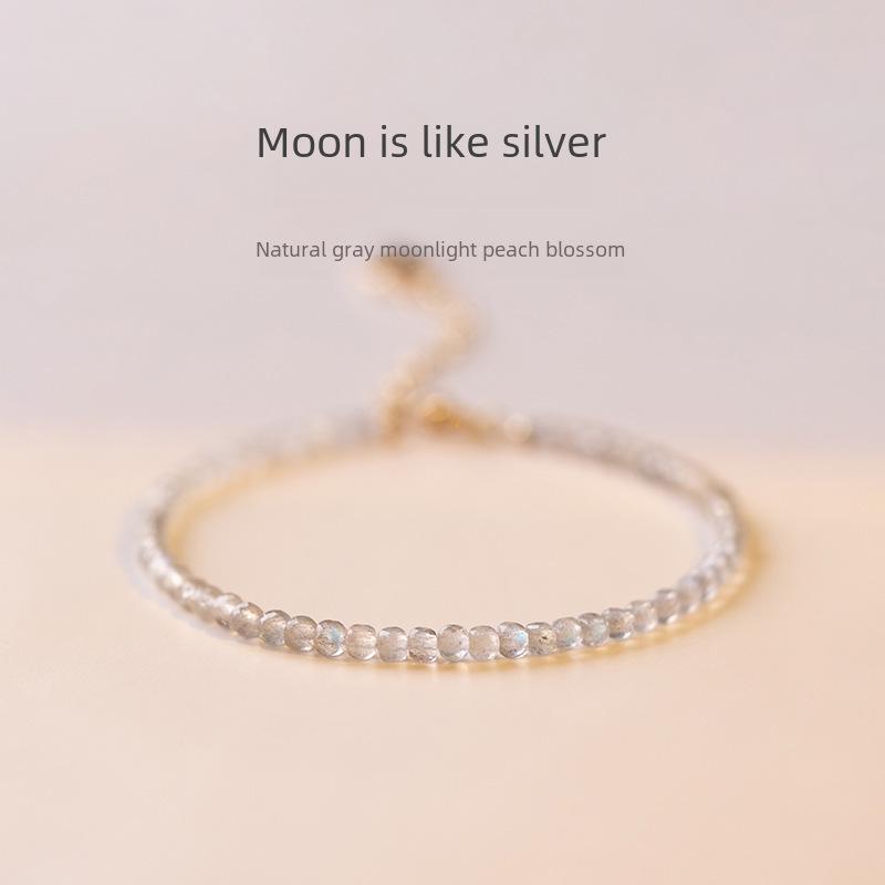 Natural Gray Moonstone & Labradorite Crystal Bracelet – Elegant Gift