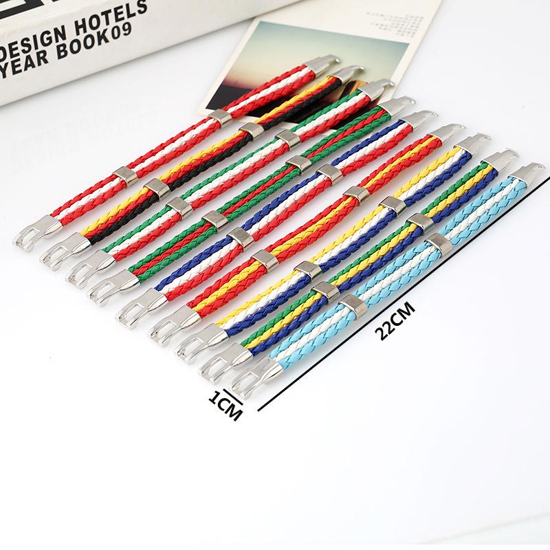 Браслет из плетеной цветной кожи с флагом из искусственной кожи, браслет с кубком мира по футболу, ювелирные изделия ARI