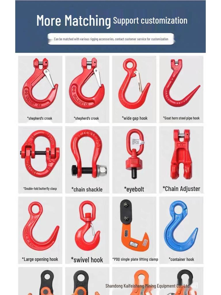 Lifting Chain Sling Set with Four Legs and Two Hooks - Grade 80 Manganese Steel Rigging