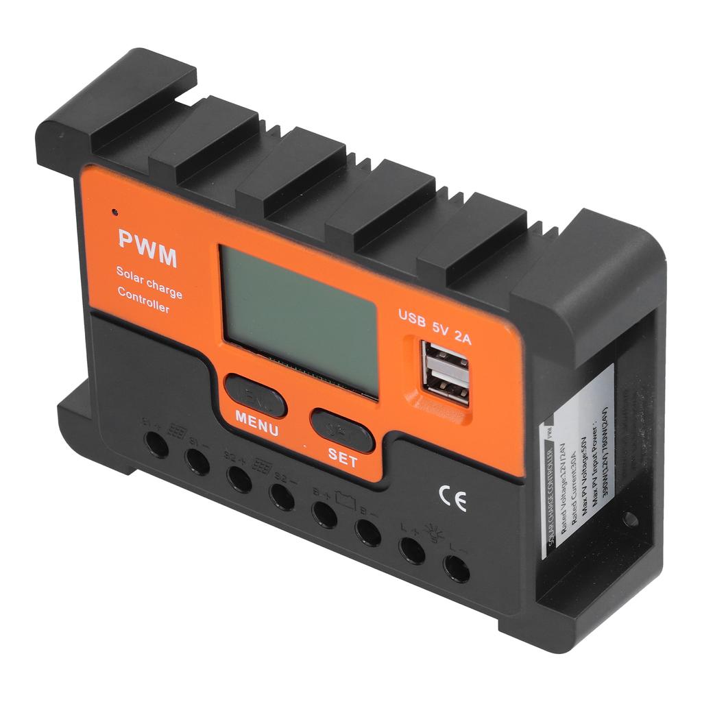 Solar Charge Controller 12V/24V 30A Circuit Protection Dual USB Interface Paremeter Adjustable LCD