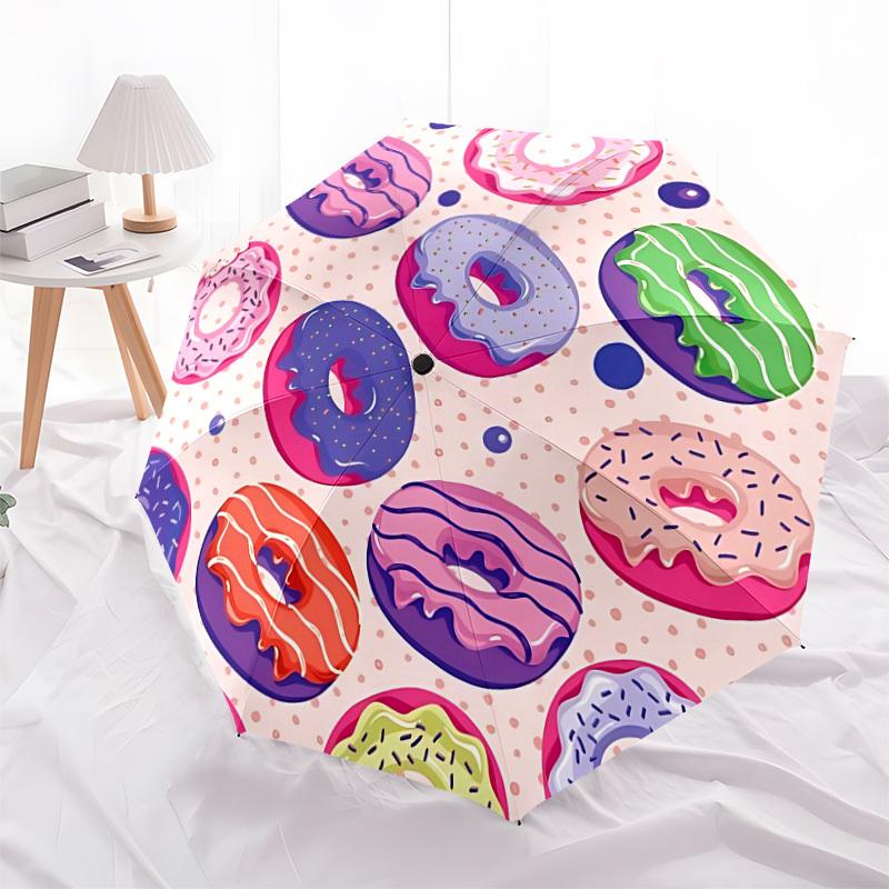 1pc Donut Pattern Automatic Open/Close Umbrella, Formal Events - Ideal Gift for Family or Friends, Outdoor Accessory yy251211162