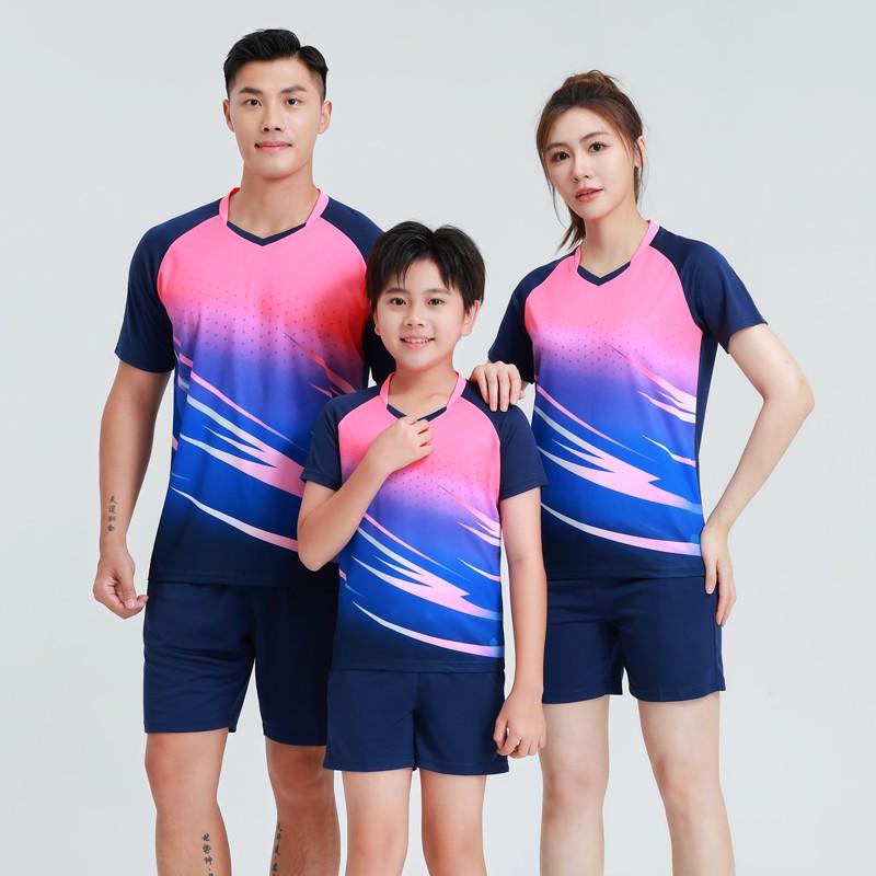 Badminton Training Suit Boys Girls Short Sleeve Sportswear Team Matches Kids Adults