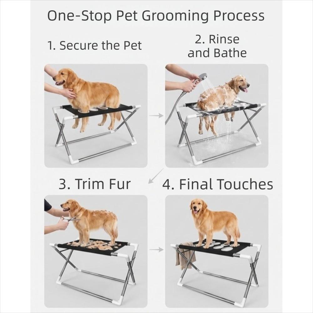 Quick Drying Folding Pet Grooming Hammock with Support Frame Pet Washing Station Picking Ears