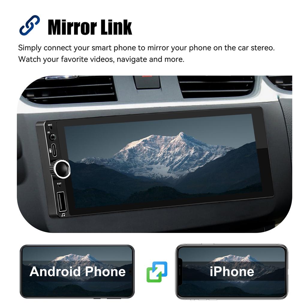 2026 Новый 6,86" Android 14 1 DIN 4+64 ГБ Автомагнитола Радио Carplay Android Auto 1DIN GPS НАВИГАЦИЯ Wifi BT RDS WIFI BT USB Type-C Универсальная Большой экран Видеорегистратор