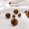 Banyan Tree Silver Tiger Eye Stone Earrings: Retro & Fashionable High-End Autumn/Winter Women's Jewelry