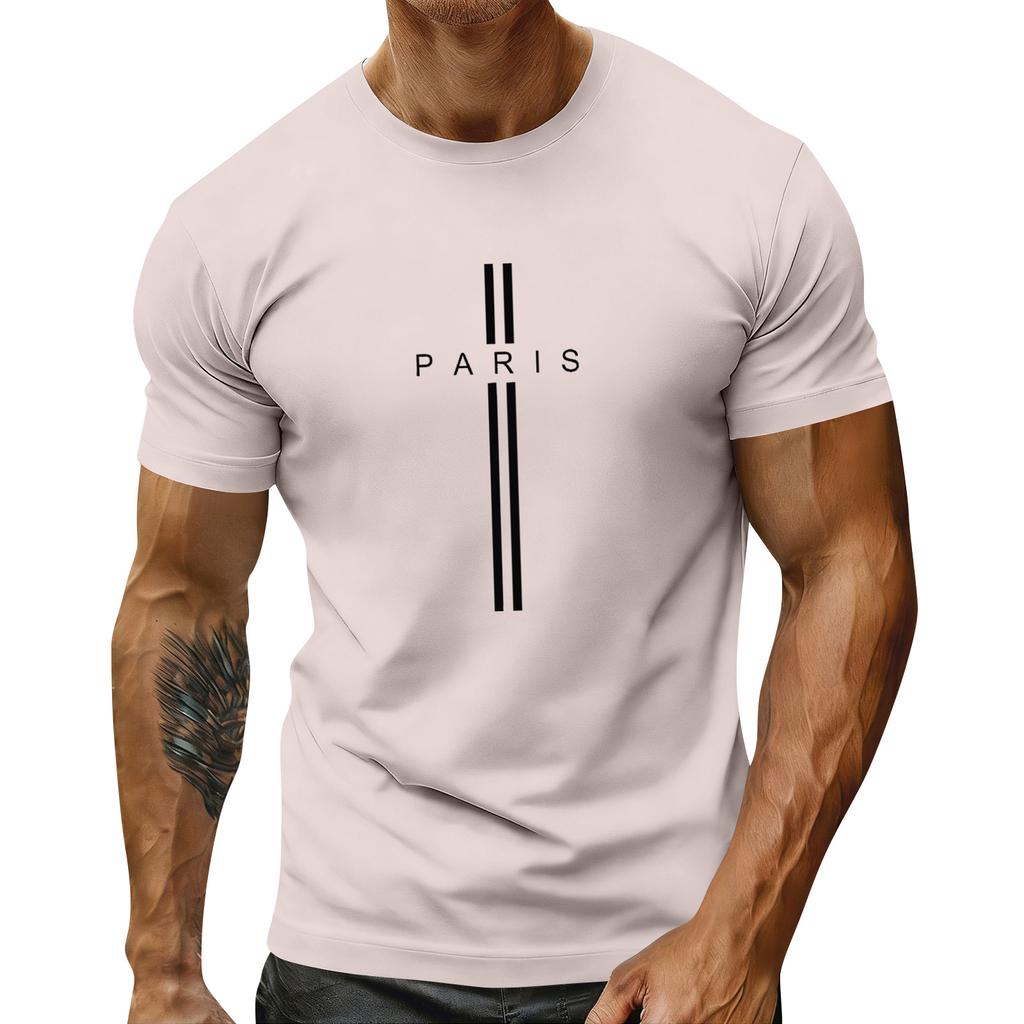 Мужская праздничная футболка с круглым вырезом и коротким рукавом, повседневная спортивная футболка