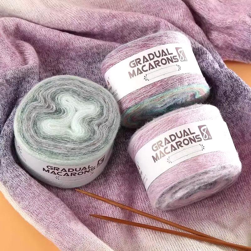 1 рулон мохера и шерсти переливающегося цвета крючком ручная вязка яркие шарфы