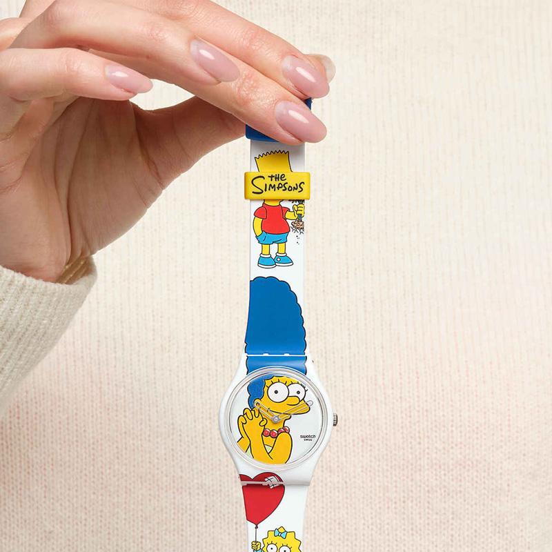 Swatch Кварцевые часы 30м водозащита Повседневные часы 34мм Белый циферблат Корпус из био-основы Силиконовый ремешок Женские часы SO28Z116