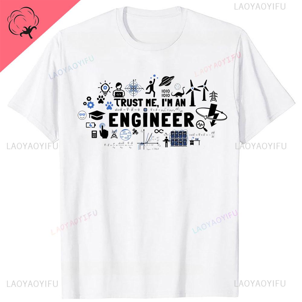 Funny Father Day T-shirt Men Trust Me I Am An Engineer Tshirt Geek Male Tops Letter Math Equation Print Tees Custom Students Tee