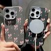 Розовый бантовый принт кожа текстура ТПУ тонкий магнитный чехол для iPhone 16 Pro Max 15 14 Pro 13 12 11 для MagSafe противоударный матовый мягкий чехол для телефона