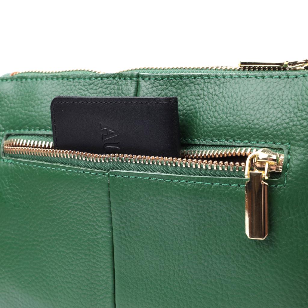 Original Women's Clutch Bag with Two Straps Made of Genuine Leather Vintage 22647 Green