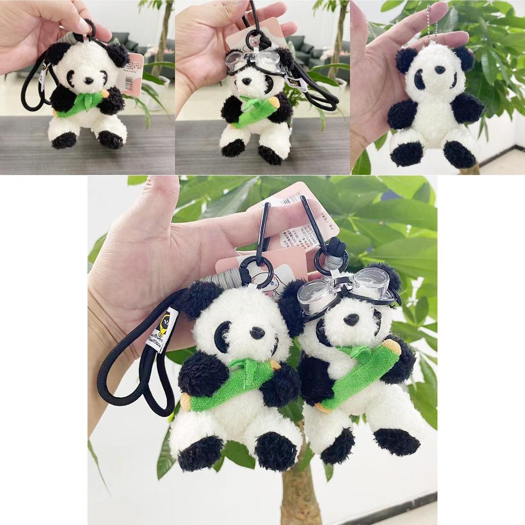 Delightful Plush Panda Keyring Pilot Bear Stuffed Doll Cute Bag Charm Gift Set