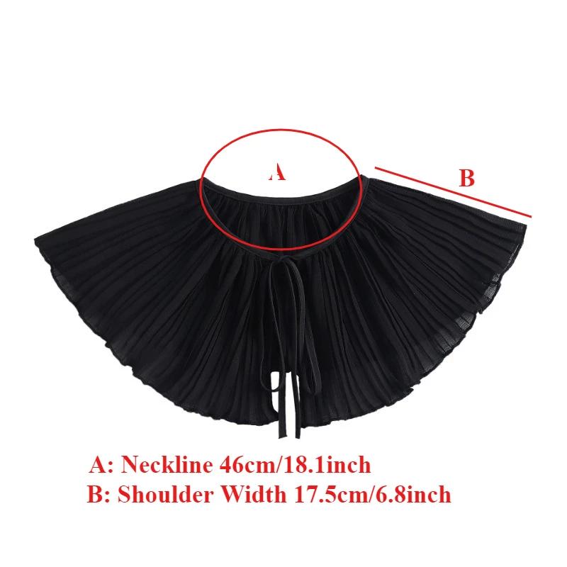 Black Chiffon Fake Collar Shawl for Women's Big Lapel Shirt Detachable Neck Ties Collars Shoulder Wraps Shawl Small Cape