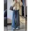 Женские ретро-джинсы с высокой талией и широкими штанинами - Плиссированные, Свободные, Прямые, До пола
