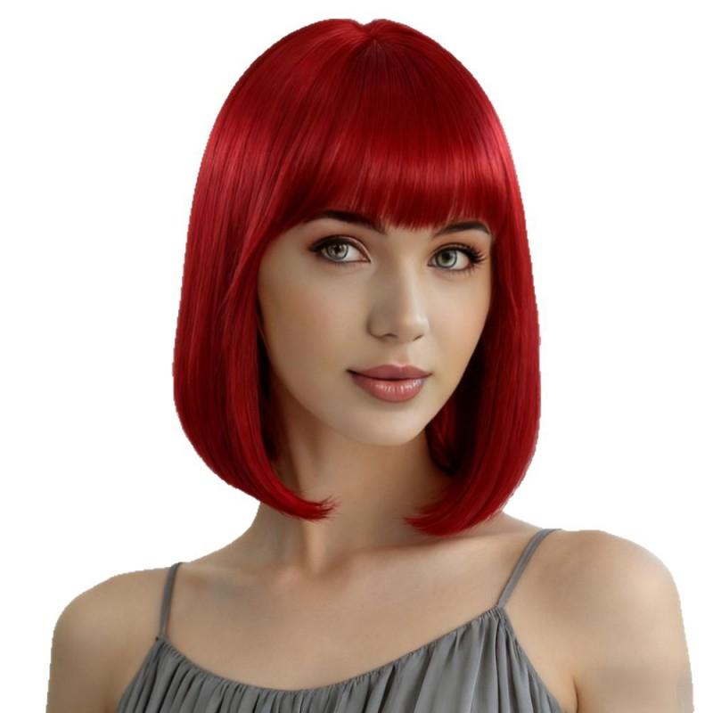 Womens Air Bang Bobo Short Straight Wig Synthetic Hair Face Framing