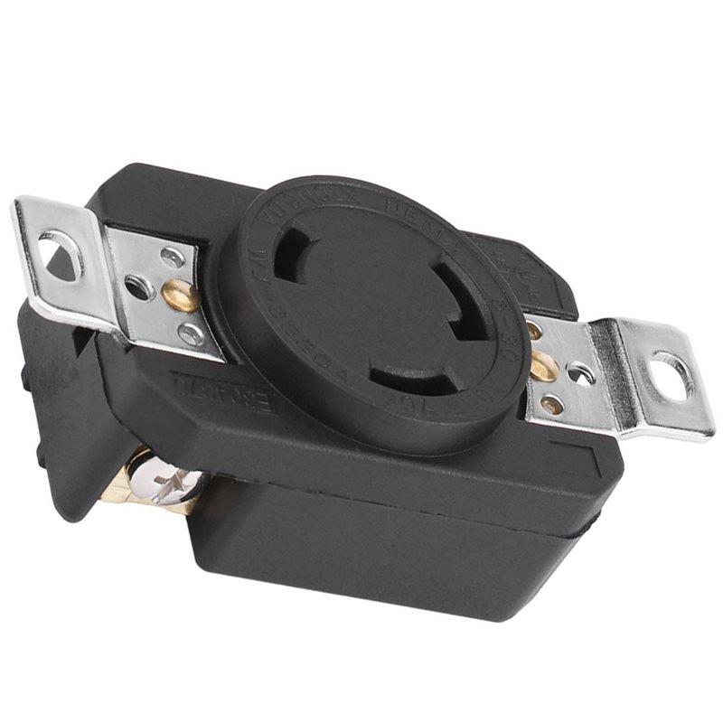 Premium-US Standard 3 Wire Grounding Flush NEMA L6-30R 30 Amp 250 Volt Locking Female Wall Outlet Receptacle For Industrial Use
