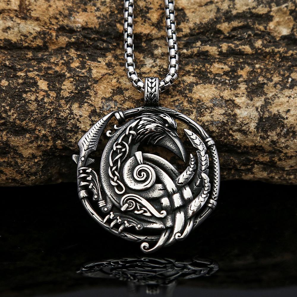 Персонализированные аксессуары из нержавеющей стали в стиле ретро для мужчин, персонализированное ожерелье из титановой стали с изображением ворона, не выцветает