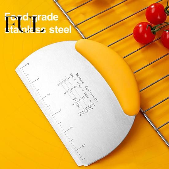 Effortless To Use Dough Cutter Stainless Steel Bench Scraper Double-scale Design Pastry Non-Slip Handle Tool for Home Food-grade