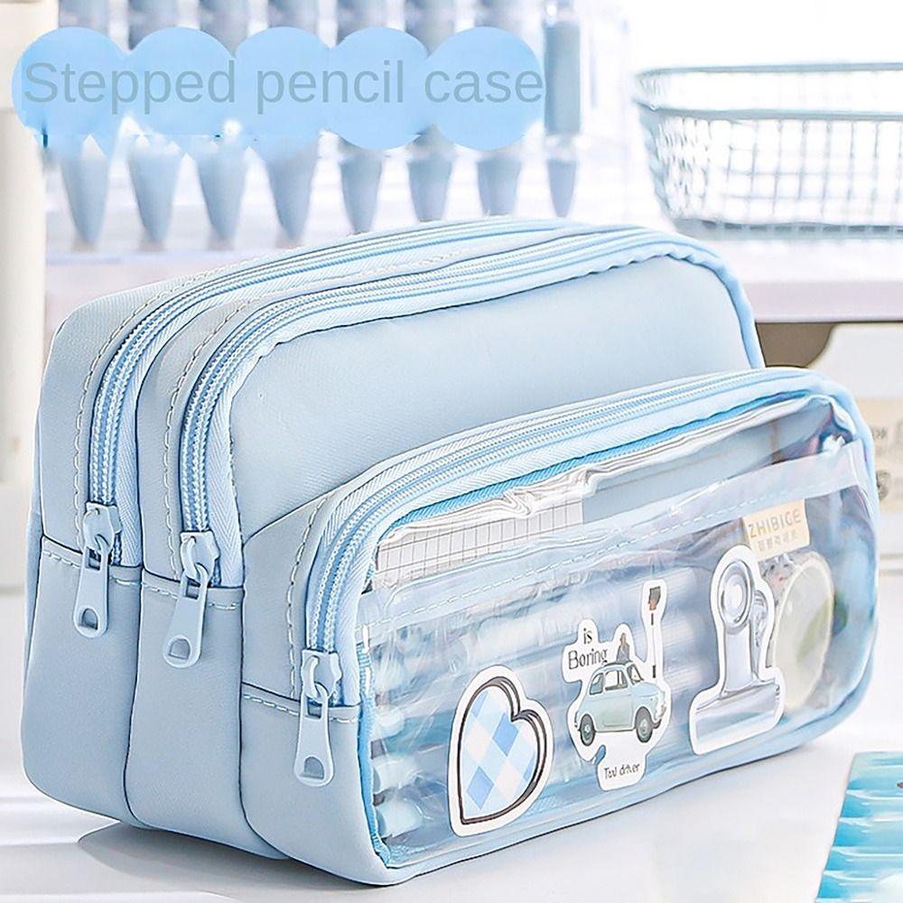 Multilayers Pencil Case Staircase Style Stationery Storage Pouch Pen Bag  Office School Supplies