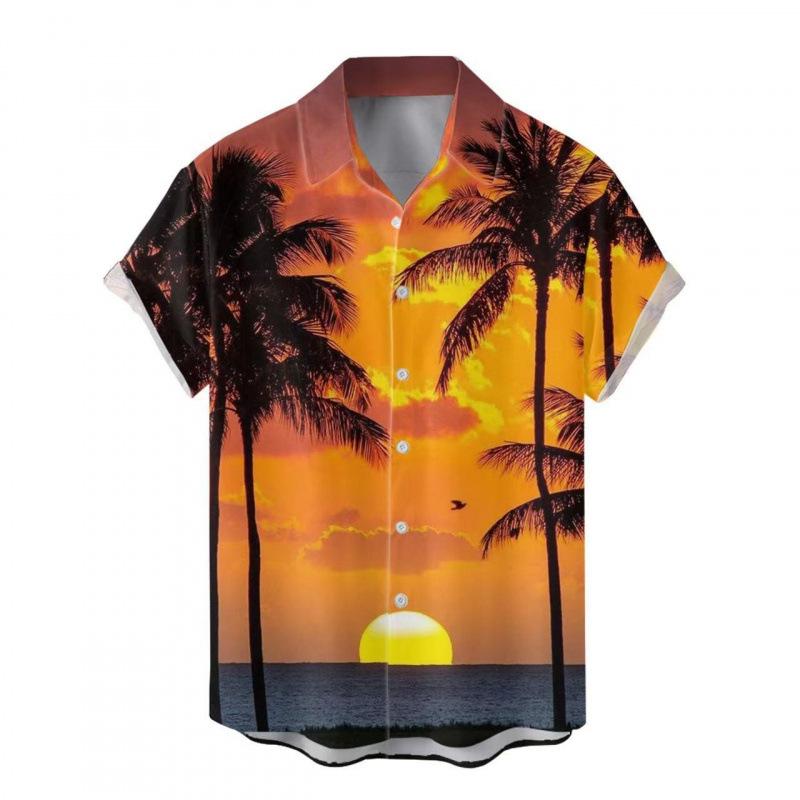 2026 Summer Men's Short-Sleeve Shirt Hawaiian Beach Casual Trendy Top