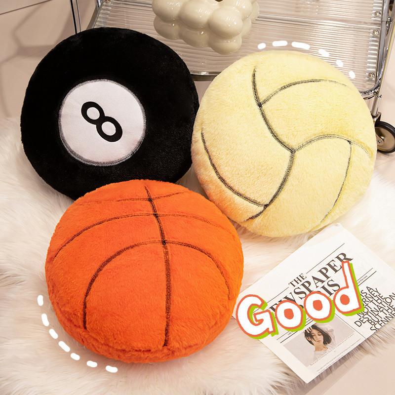 Adorable Realistic Sports Plush Toy Cushion Featuring Football Basketball And Tennis Designs