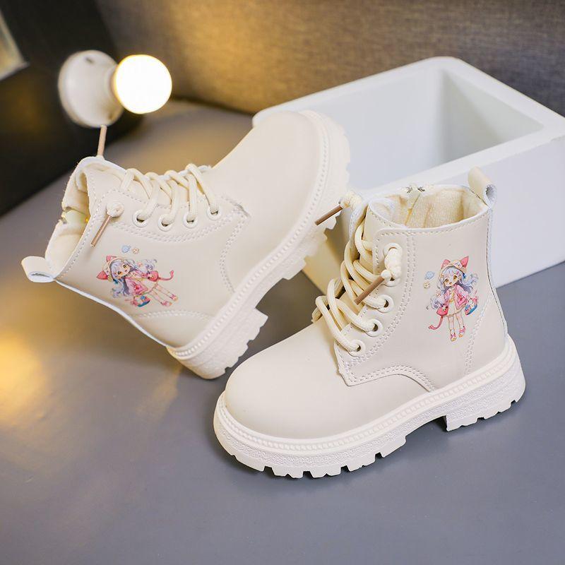 Модные детские кожаные сапоги-принцессы Весна-Осень Детские ботинки