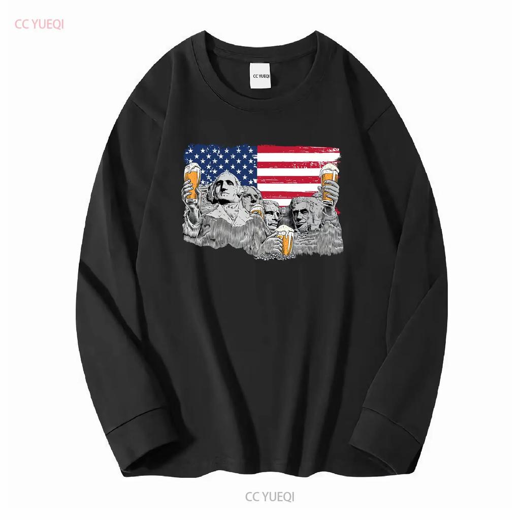Mount Rushmore Presidents Drinking Beer T Shirt America USA Flag South Dakota Monument Patriotic Drinker s 4th July vintage