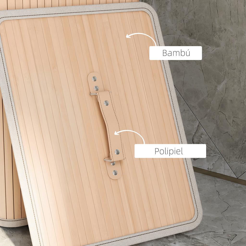 Foldable Laundry Basket with Lid, Rectangular, Handles, 40 x 30 x 60 cm, Natural