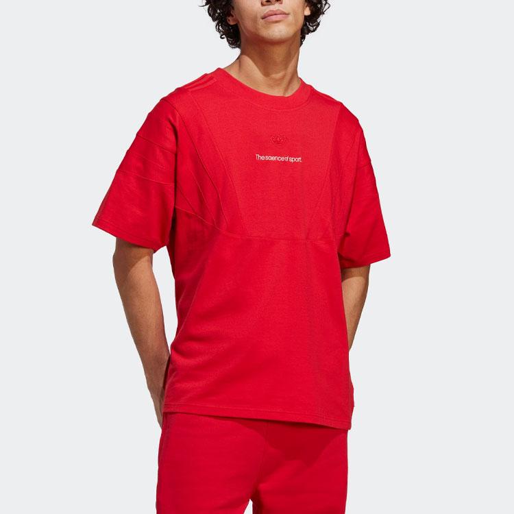 adidas Коллекция Originals Синяя Версия Футболки Мужские Светло-Алый Круглый Вырез Умеренный Прямой Крой IA2423