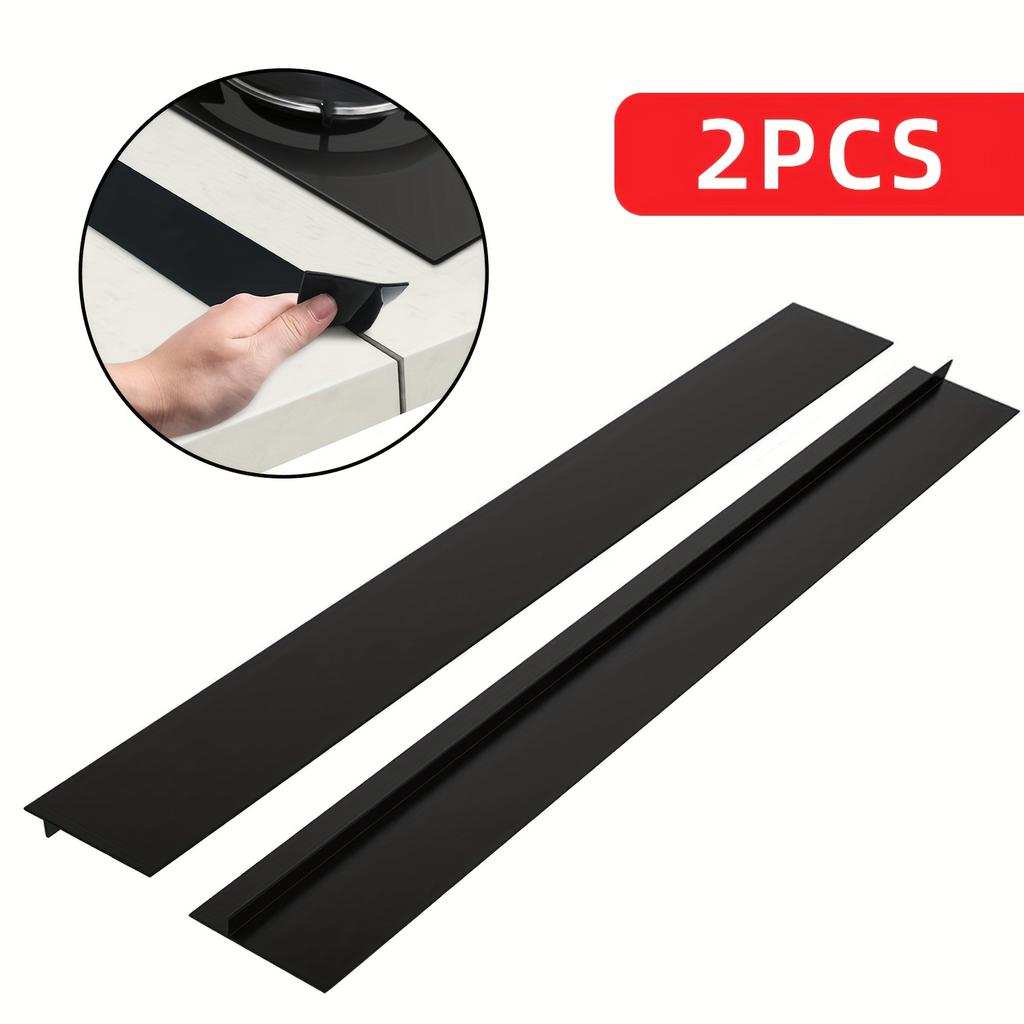 Гибкие силиконовые 2 шт. Заполнители зазора плиты | Водо- и пятноустойчивые, легко чистятся, защита столешницы, современный кухонный аксессуар, черный/белый